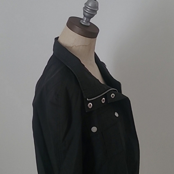 Nine West M Black Lightweight Moto Buckle Spring/Fall Outerwear Jacket - Picture 8 of 12